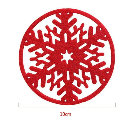 Hi.FANCY 8pcs Christmas Snow Shape Table Decoration Nonwoven Fabric Felt Cup Mat