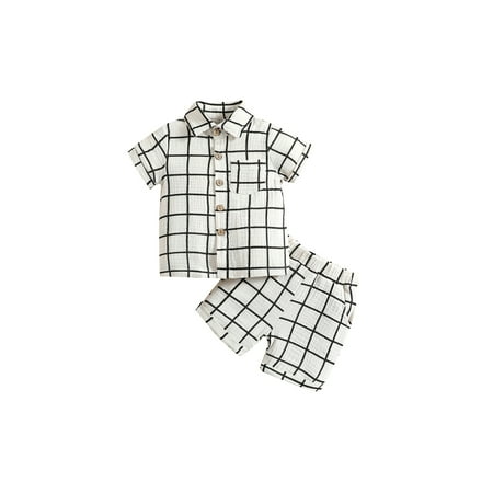 Calsunbaby Kids Toddler Boys 2Pcs Outfits Contrast Color Plaid Lapel Short Sleeve Buttons Shirt with Shorts White 2-3 Years
Calsunbaby Kids Toddler Boys 2Pcs Outfits Contrast Color Plaid Lapel Short Sleeve Buttons Shirt with Shorts White 2-3 Years