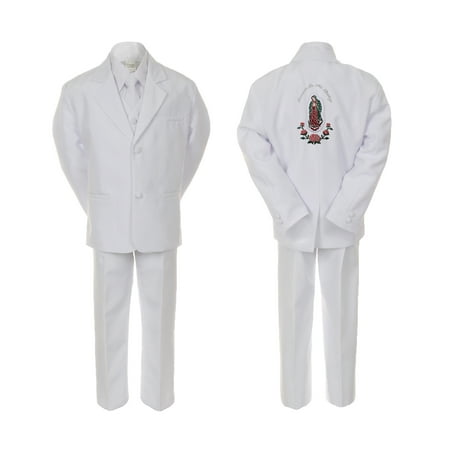 Baby Boy Christening Formal White Single Breasted Suit Silver Gold Guadalupe on Back Sm-20
Baby Boy Christening Formal White Single Breasted Suit Silver Gold Guadalupe on Back Sm-20