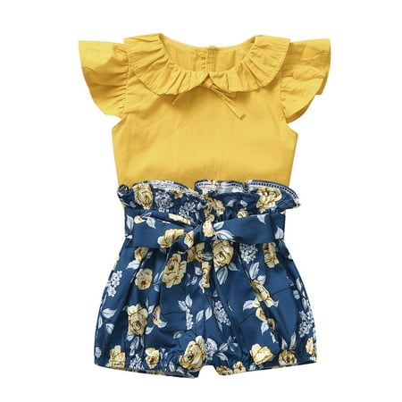 EHTMSAK Infant Baby Toddler Children Girl 2PCS Outfits T Shirts and Floral Shorts Set Sleeveless Summer Clothing Set Yellow 3M-2Y 70
EHTMSAK Infant Baby Toddler Children Girl 2PCS Outfits T Shirts and Floral Shorts Set Sleeveless Summer Clothing Set Yellow 3M-2Y 70
