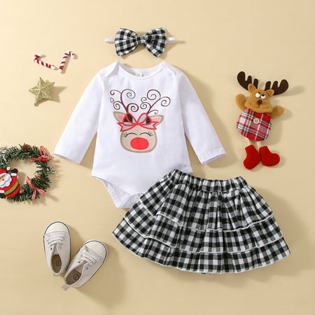NIUREDLTD Baby Girls Autumn Long Sleeve Christmas Print Romper Bodysuit Plaid Skirts Headbands Set Clothes
NIUREDLTD Baby Girls Autumn Long Sleeve Christmas Print Romper Bodysuit Plaid Skirts Headbands Set Clothes