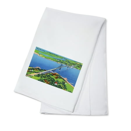 

Newport Rhode Island Aerial View of the Mount Hope Bridge (100% Cotton Tea Towel Decorative Hand Towel Kitchen and Home)