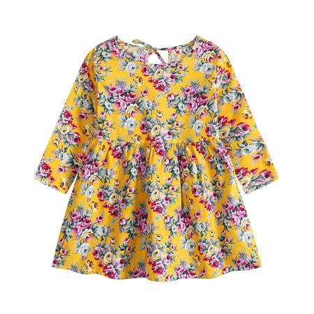 EHTMSAK Infant Baby Toddler Child Children Kids Sundress for Girls Floral Dresses Long Sleeve Fall Winter Dress Yellow 6M-3Y 90
EHTMSAK Infant Baby Toddler Child Children Kids Sundress for Girls Floral Dresses Long Sleeve Fall Winter Dress Yellow 6M-3Y 90