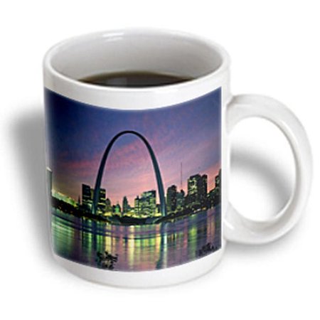 3dRose St louis Missouri Arch At Nite, Ceramic Mug, 15-ounce