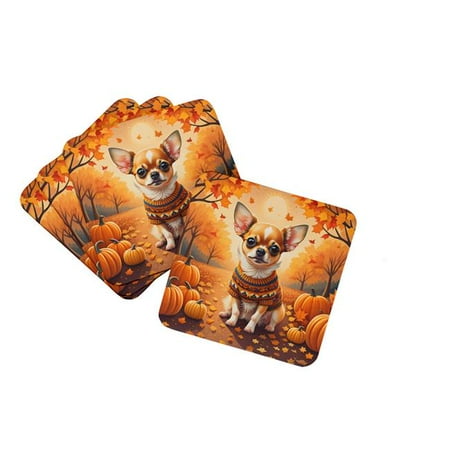 0.15 x 3.5 x 3.5 in. Chihuahua Fall Foam Coasters - Set of 4