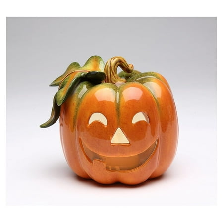 Lwory 10362 Fine Ceramic Jack-O-Lantern Pumpkin Tea Light Holder 5 L