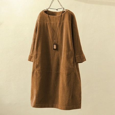 Wyongtao Cozy Women Vintage Pockets Corduroy Solid Color Long Sleeve Loose Casual Dress
Wyongtao Cozy Women Vintage Pockets Corduroy Solid Color Long Sleeve Loose Casual Dress