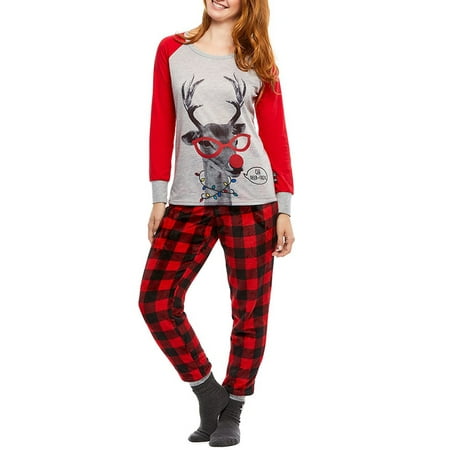 MERSARIPHY Christmas Pajama Long-Sleeve Top and Pants Sleepwear Set