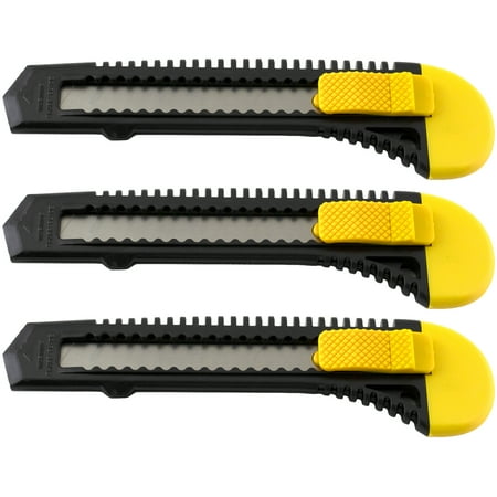 3 Bulk Utility Knives Box Cutters Snap Off Blades Black