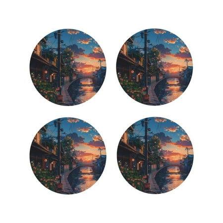 Lukts Twilight Canal Reflection Print Leather Drinks Coasters Set of 4 Suitable or Drinks Furniture Protection and Easy Clean up-Round Shape
Lukts Twilight Canal Reflection Print Leather Drinks Coasters Set of 4 Suitable or Drinks Furniture Protection and Easy Clean up-Round Shape