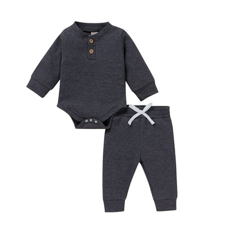 Baby Boys Girls Long Sleeves Solid Color Round Neck Romper Bodysuit Pants Casual Outfits Sets For 12-18 Months
Baby Boys Girls Long Sleeves Solid Color Round Neck Romper Bodysuit Pants Casual Outfits Sets For 12-18 Months