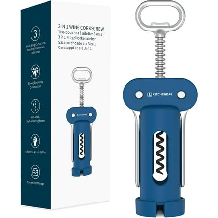 3 in 1 Wing Corkscrew Wine Bottle Opener with Foil Cutter Built-in Beer Bottle Opener Multifunctional Wine Opener with Non-Stick Sharp Screw Easy to Use Manual Wine Corkscrew,Black 
3 in 1 Wing Corkscrew Wine Bottle Opener with Foil Cutter Built-in Beer Bottle Opener Multifunctional Wine Opener with Non-Stick Sharp Screw Easy to Use Manual Wine Corkscrew,Black