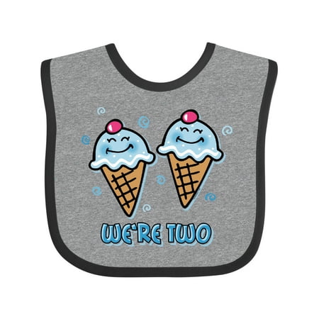 Inktastic Ice Cream We re Two Twin Boys Gift Baby Boy Bib