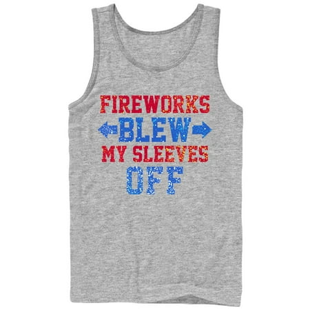 Chin Up Men's 4th of July Fireworks Blew My Sleeves Off Tank Top