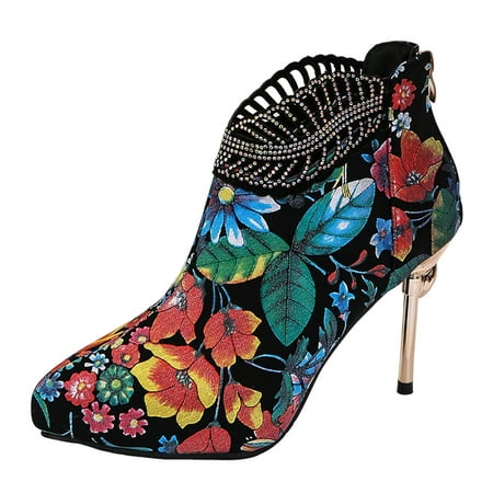 PMUYBHF Ladies Fashion Retro Colorful Flower Pointed Back Zipper Thin High Heel Short Boots 40.98
PMUYBHF Ladies Fashion Retro Colorful Flower Pointed Back Zipper Thin High Heel Short Boots 40.98