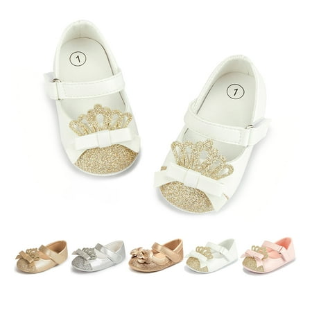 Bonario Baby Girls Dress Shoes Infant Mary Jane Bowknot Soft Sole Crib Shoe for Newborn 3-18 Months