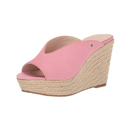 

KATE SPADE NEW YORK Womens Pink 1 Platform V-Notch Cutout Cushioned Comfort Thea Round Toe Wedge Slip On Suede Espadrille Shoes 6 M