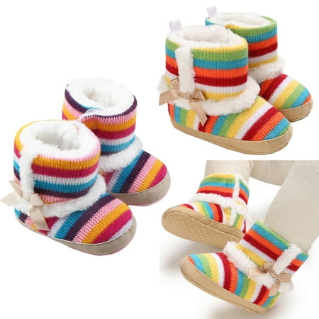 Baby Girls Fleece Knit Rainbow Winter Warm Snow Boots Soft Sole Crib Shoes Booties for Newborn Infant Toddler
Baby Girls Fleece Knit Rainbow Winter Warm Snow Boots Soft Sole Crib Shoes Booties for Newborn Infant Toddler