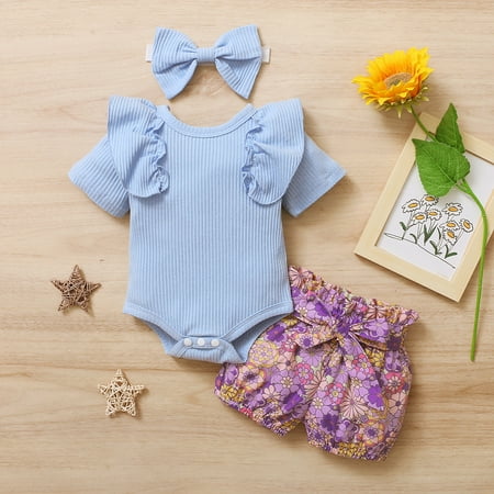 Tejiojio Girls and Toddlers Soft Cotton Clearance Toddler Baby Girls Ruffle Romper Bodysuit+Floral Print Shorts Headbands Outfits
Tejiojio Girls and Toddlers Soft Cotton Clearance Toddler Baby Girls Ruffle Romper Bodysuit+Floral Print Shorts Headbands Outfits