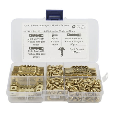 100Pcs Sawtooth Picture Hangers Rust Resistant Stable Durable Seamless Sawtooh Frame Hanging Hooks with 200Pcs ScrewsGold
100Pcs Sawtooth Picture Hangers Rust Resistant Stable Durable Seamless Sawtooh Frame Hanging Hooks with 200Pcs ScrewsGold
