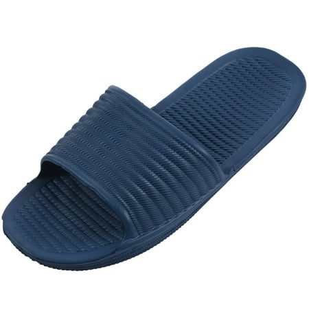 Soft Mens Bath Slippers Sandals Bathroom Shoes Flip Flops size:45 dark blue