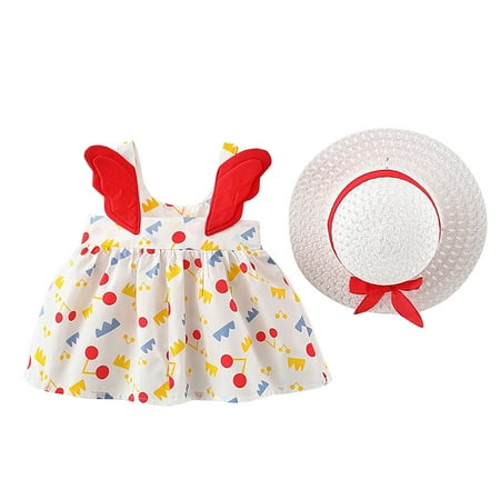 BIZIZA Baby Girl Outfit Set Dress Skirt 2-Piece Sun Hat Cartoon Print Sleeveless 1-2Y Toddler Red 73-6
BIZIZA Baby Girl Outfit Set Dress Skirt 2-Piece Sun Hat Cartoon Print Sleeveless 1-2Y Toddler Red 73-6