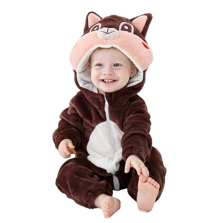 Newborn Baby Cartoon Bear Snowsuit Infant Jumpsuit Romper Winter Coat Romper