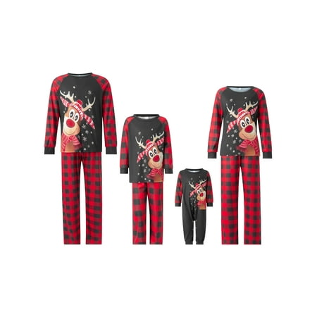 Coduop Christmas Family Matching Pajamas Set Long Sleeve Elk Print T-shirt + Plaid Pants
Coduop Christmas Family Matching Pajamas Set Long Sleeve Elk Print T-shirt + Plaid Pants