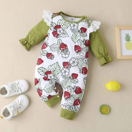 Juebong Baby Pajamas Spring Autumn Infant Toddler Baby Flying Sleeve Long Sleeve Strawberry Tie Romper Jumpsuit Baby Romper for 3-6 Months
Juebong Baby Pajamas Spring Autumn Infant Toddler Baby Flying Sleeve Long Sleeve Strawberry Tie Romper Jumpsuit Baby Romper for 3-6 Months