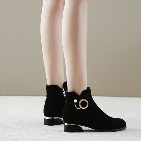 Egmy Women S Ankle Flock Crystal Winter Zipper Lady Padent Pointed toe Boots