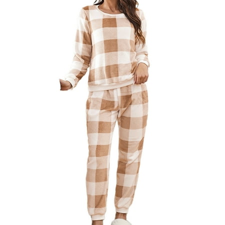 Grianlook Women Baggy Plaid Sleepwear Elastic Waist Crew Neck Nightwear Sleeping Straight Leg Lounge Set
Grianlook Women Baggy Plaid Sleepwear Elastic Waist Crew Neck Nightwear Sleeping Straight Leg Lounge Set