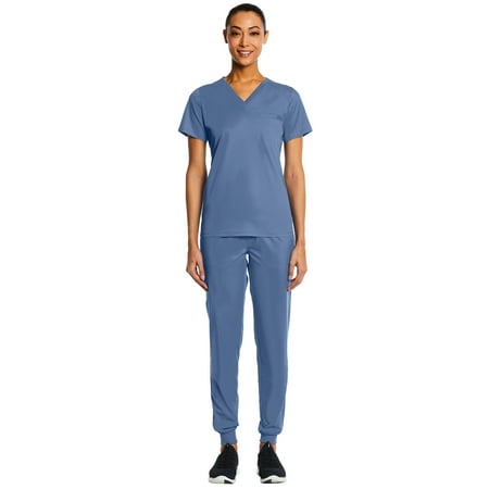 Maevn Eon Sport Chest Pocket V-neck Top & Full Elastic Logo Waistband Jogger Pant Scrub Set
Maevn Eon Sport Chest Pocket V-neck Top & Full Elastic Logo Waistband Jogger Pant Scrub Set