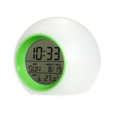 7 Colors Digital Alarm Clock 12/24 Hour Snooze Sleep Function Temperature Timer Led Display for Bedroom Bathroom Gift Present