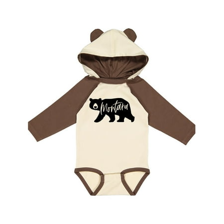 Inktastic Montana Black Bear Silhouette Gift Baby Boy or Baby Girl Long Sleeve Bodysuit