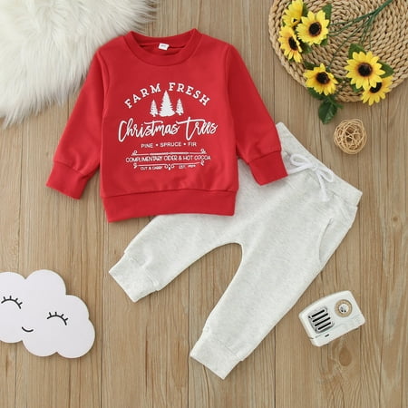 Toddler Boys Outfit Sets Christmas Letters Long Sleeve Top Bottom Pants Two-Piece Suit
Toddler Boys Outfit Sets Christmas Letters Long Sleeve Top Bottom Pants Two-Piece Suit