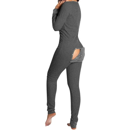 Womens Butt Flap Jumpsuit Long Sleeve V Neck Bodycon Romper Pajamas Sleep Night Wear Onesie
Womens Butt Flap Jumpsuit Long Sleeve V Neck Bodycon Romper Pajamas Sleep Night Wear Onesie