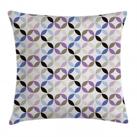 Geometric Circle Decor Throw Pillow Cushion Cover, New Age Style Dynamic Contrast Bands Diagonals Fractals Art Print Image, Decorative Square Accent Pillow Case, 24 X 24 Inches, Multi, by Ambesonne