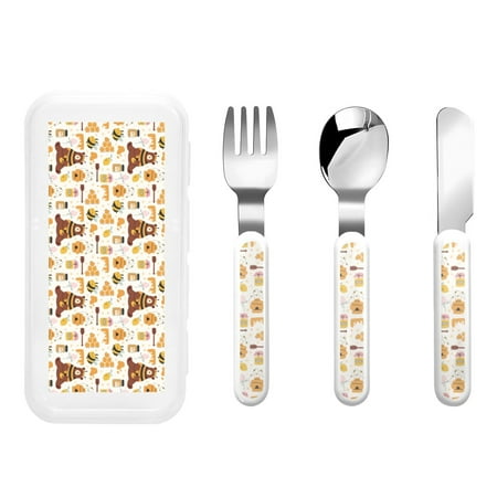 Gaeub Cute Bee Honey Jar Hive Bear Print 3-Piece Children Knife Spoon Fork Set Stainless Steel Child Flatware Set Kids Utensils Set with Case for Lunch Box (Fork Spoon Knife Combo)
Gaeub Cute Bee Honey Jar Hive Bear Print 3-Piece Children Knife Spoon Fork Set Stainless Steel Child Flatware Set Kids Utensils Set with Case for Lunch Box (Fork Spoon Knife Combo)