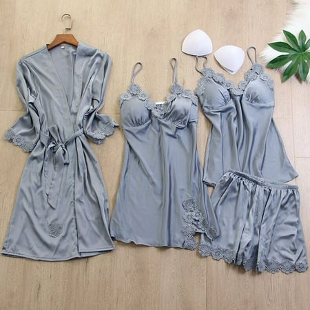 Womens Underwear Satin Silk Pajamas Women Nightdress Lingerie Robes Underwear Sleepwear Underwear For Women Pink M
Womens Underwear Satin Silk Pajamas Women Nightdress Lingerie Robes Underwear Sleepwear Underwear For Women Pink M