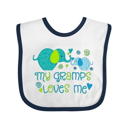Inktastic My Gramps Loves Me- Cute Elephants Gift Baby Boy or Baby Girl Bib