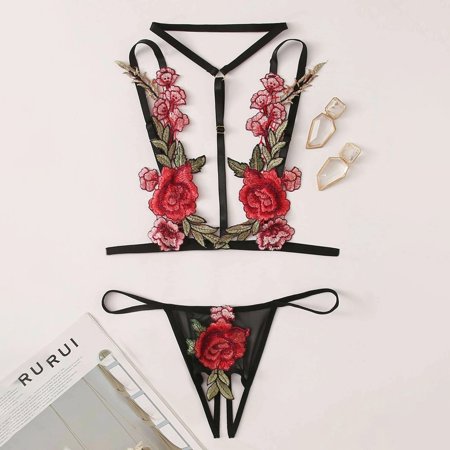 QWANG G-string Red Black Floral Embroidery Bralette Cupless Lace Bra Bustier Lingerie
QWANG G-string Red Black Floral Embroidery Bralette Cupless Lace Bra Bustier Lingerie