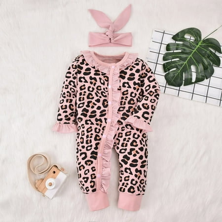 DENGDENG Baby Girls Leopard Printed Infant Romper with Headband Summer Full Jumpsuit Long-Sleeve Outfits 0-18M
DENGDENG Baby Girls Leopard Printed Infant Romper with Headband Summer Full Jumpsuit Long-Sleeve Outfits 0-18M