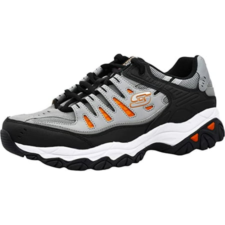 Skechers Men s Afterburn Lace-up Sneaker Grey/Orange 9 XW US