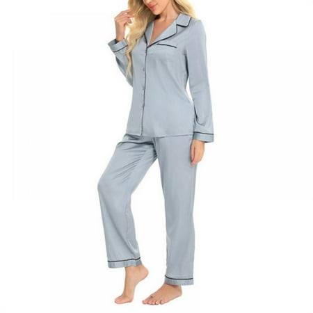 Womens Silk Satin Pajamas Long Sleeve Loungewear Two-piece Sleepwear Button-Down Pj Set
Womens Silk Satin Pajamas Long Sleeve Loungewear Two-piece Sleepwear Button-Down Pj Set