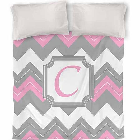 IDG Chevron Monogram Duvet Cover, Pink
