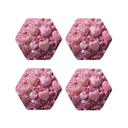 Honeii Pink Glitter Heart Candy Print Leather Coaster Set of 4 Ideal for Safeguarding Your Furniture from Drinks Spills and Effortless Cleanup-Hexagon
Honeii Pink Glitter Heart Candy Print Leather Coaster Set of 4 Ideal for Safeguarding Your Furniture from Drinks Spills and Effortless Cleanup-Hexagon