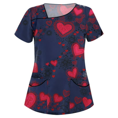 UDAXB Womens Nursing Scrub Tops Valentine s Day Love Heart Printed Working Uniform Short Sleeve V-Neck Workwear Blouse T-shirt with Pockets
UDAXB Womens Nursing Scrub Tops Valentine s Day Love Heart Printed Working Uniform Short Sleeve V-Neck Workwear Blouse T-shirt with Pockets