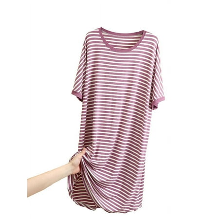 FEREMO Sleep Shirt Women s Round Neck Striped Loose Comfort Stretchy Nightdress
FEREMO Sleep Shirt Women s Round Neck Striped Loose Comfort Stretchy Nightdress