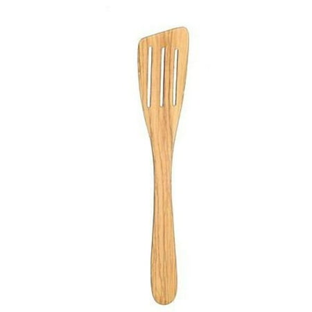Pacific Merchants 12" Olivewood Wooden Curved Slotted Spatula / Turner