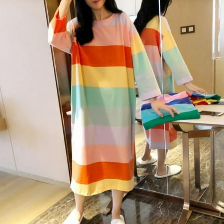Fantadool Women Pajamas Cotton Round Neck Long Sleeve Nightdress Lingerie Cartoon Stripes Print Home Clothing
Fantadool Women Pajamas Cotton Round Neck Long Sleeve Nightdress Lingerie Cartoon Stripes Print Home Clothing